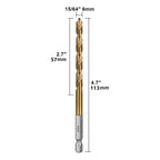 SALI Cobalt Drill Bit Set,10 Pack 15/64 Inch High Speed Steel Hex Shank Jobber Drill Bits, for Hardwood, Aluminum,Metal,Copper,Alloyed Steel