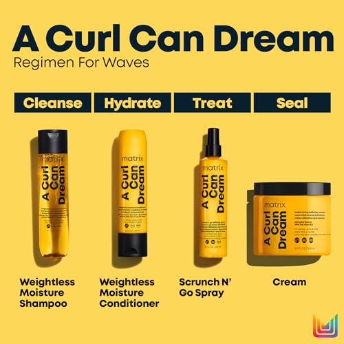 Matrix A Curl Can Dream Scrunch N' Go Defining Spray For Wavy and Curly Hair, Frizz Control and Heat Protection Hair Spray, With Manuka Honey Extract