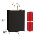 BagDream Medium Gift Bags with Handles 8x4.25x10.5 Inch Black 50 Pack Bulk