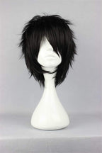 Short Black Cosplay Wig Spiky Fluffy Heat Resistant Synthetic Hair Emo Wig