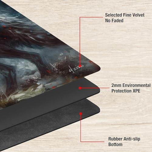 Playmats for Magic: The Gathering MTG Card Game Mat Plus 50 Pcs Card Sleeves, 24 x 14 inch TCG Mat with Stitched Edge for Commander Deck Duskmourn Board Game, Wild Wolf