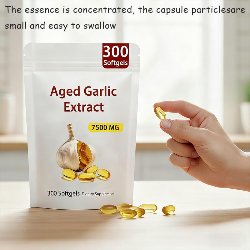 Elare Aged Garlic Extract, 300 Count 7500mg Odorless Organic Garlic Supplement for Heart & Immune Support, 2 Years Aged Garlic Extract, All-Natural, Vegetarian, Non-GMO, Antioxidant Wellness