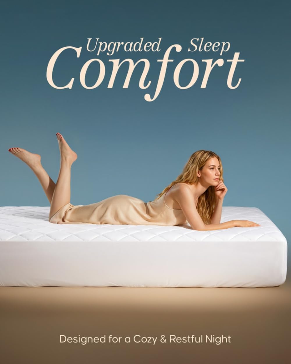 Full Mattress Pad, Quilted Mattress Protector Topper fits 16" Deep Pocket
