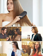 LANDOT Hair Straightening Brush Straightener: Negative Ion Ceramic Heated Hot Brush for Smooth Frizz-Free Hair - Dual Voltage 100-240V & 12 Temp Settings 250°F to 450°F