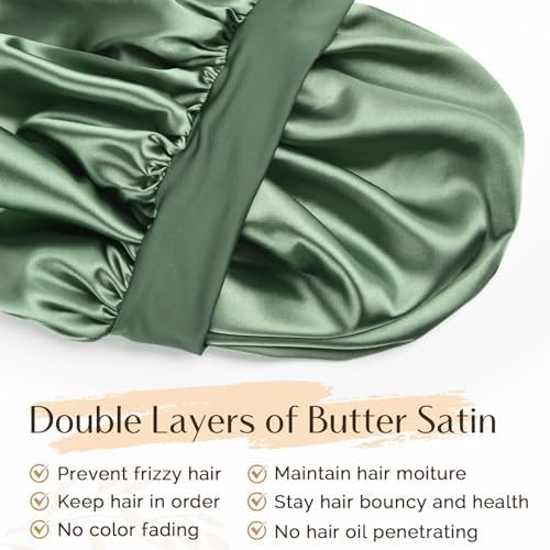 YANIBEST Satin Bonnet for Sleeping Women Double Layer Hair Silk Bonnets for Sleeping with Elastic Band