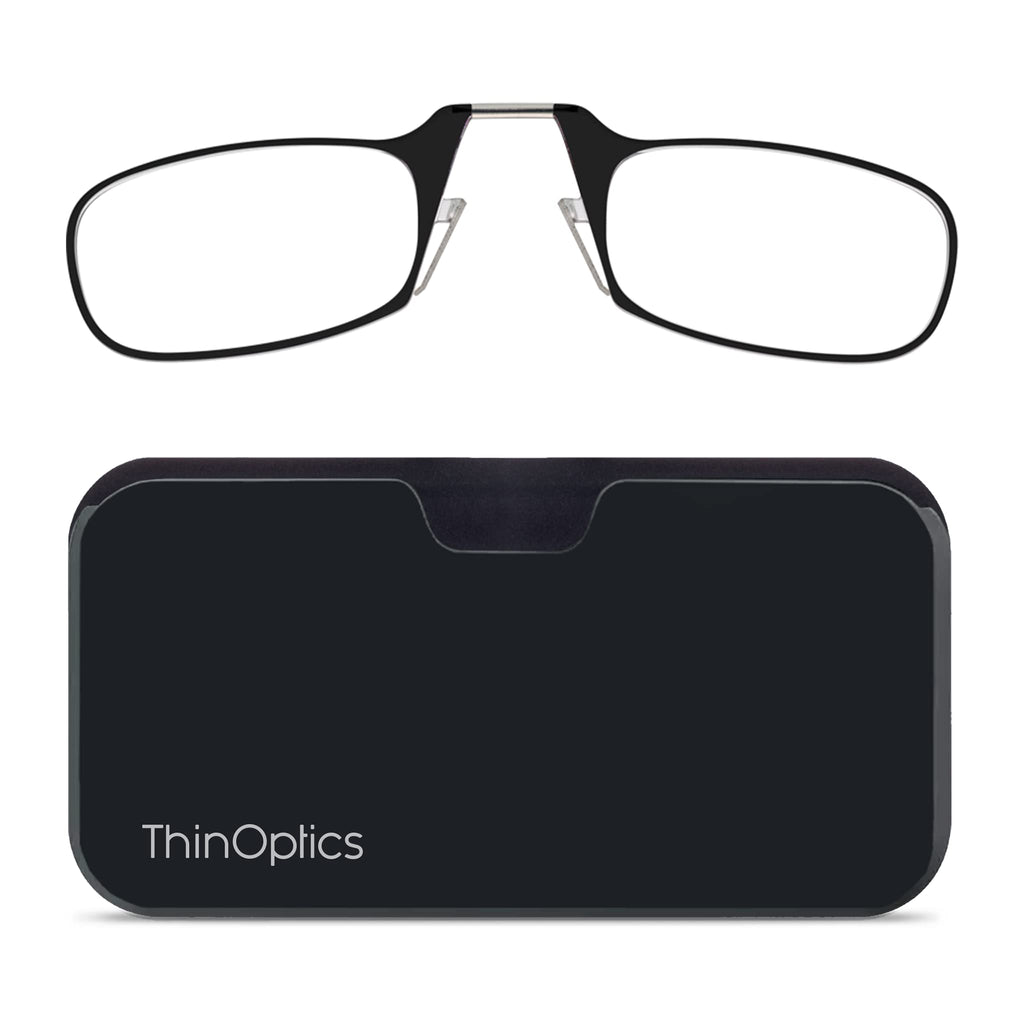 ThinOptics Universal Pod Rectangular Reading Glasses, Black Frames/Black Case, 1.5 x (UPBLB3)
