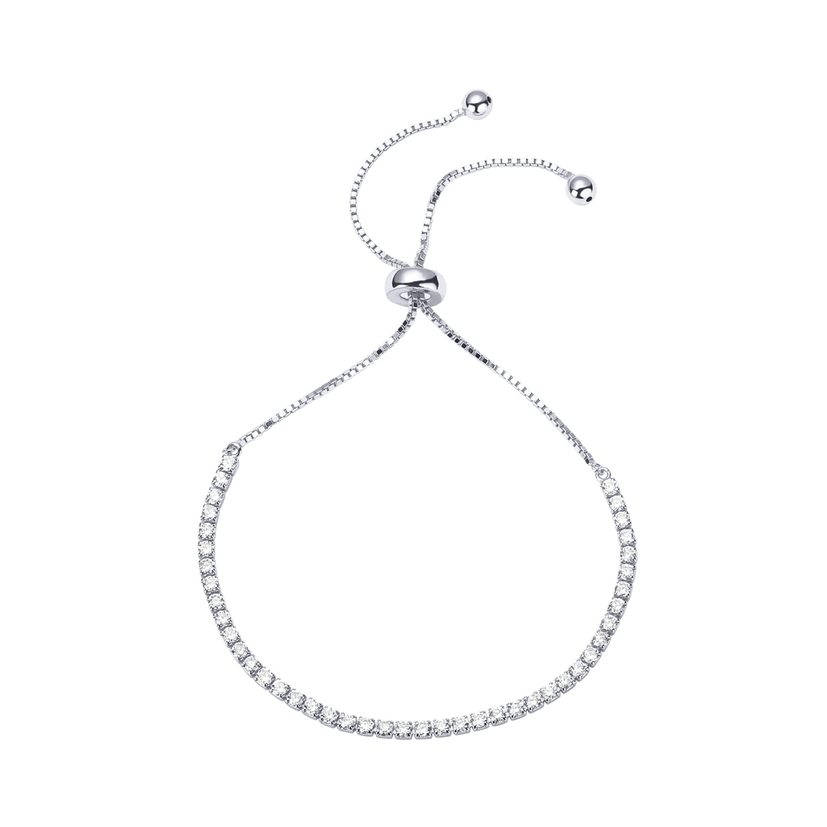 PAVOI Zirconia Cubic CZ Classic Tennis Bracelet for Women, White Gold