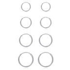 EPIRORA Silver Hoop Earrings- Cartilage Earring Small Hoop Earrings for Women Men,4 Pairs of Hypoallergenic 925 Sterling Silver Tragus Earrings(Silver,8mm/10mm/12mm/14mm)