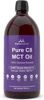 Ketosource Premium C8 MCT Oil | Boosts Ketones 3X More Than Other MCTs | Highest Purity C8 MCT Available 99.8% | Paleo & Vegan Friendly | Gluten Free | Pure Caprylic Acid (35.2oz)