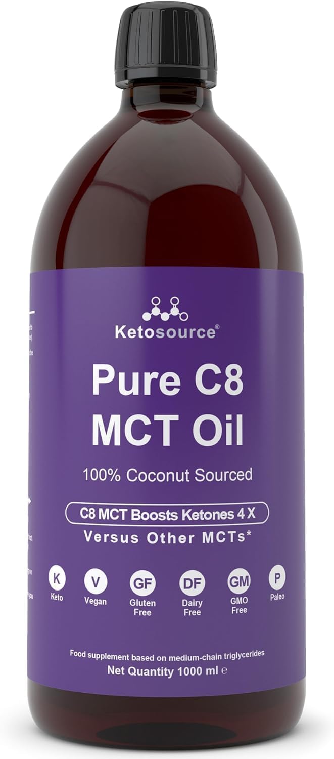 Ketosource Premium C8 MCT Oil | Boosts Ketones 3X More Than Other MCTs | Highest Purity C8 MCT Available 99.8% | Paleo & Vegan Friendly | Gluten Free | Pure Caprylic Acid (35.2oz)