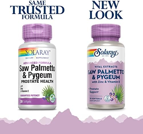 SOLARAY Saw Palmetto and Pygeum - Saw Palmetto for Men w/Pygeum Bark, Zinc, Vitamin E, Pumpkin Seed Oil - Prostate Supplements for Men w/Beta Sitosterol - 60-Day Guarantee - 30 Servings, 30 Softgels