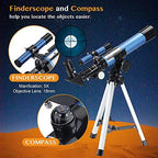 AOMEKIE Telescopes 40/400 with Tabletop Tripod 2 Eyepieces Portable Telescopes for Astronomy Beginners with Finderscope and Compass,Space, Gifts