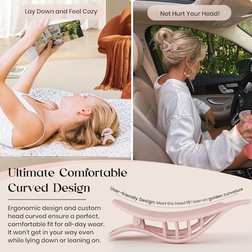 6 PCS Large Flat Hair Clips for Women Girls, French Concord Lay Down Hair Claw Clips for Thick Thin Hair, Comfortable Curved Flat Clips, Matte Non-slip Strong Hold Hair Accessories, Neutral