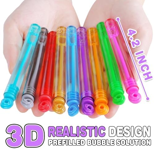 Birthday Party Favors Toys for Kids Child, 300 Pcs 20 Colors Mini Bubble Wands Assortment, Christmas Stuffers, Wedding Celebration,Thanksgiving New Year, Bath Time, Summer Outdoor Gifts for Girls Boys