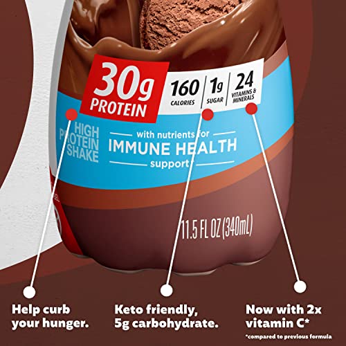 Premier Protein Shake 30g Protein 1g Sugar 24 Vitamins Minerals Nutrients to Support Immune Health For keto diet , Chocolate, 11.5 Fl Oz (Pack of 12), Liquid,Powder, Bottle