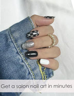 Semi Cured Gel Nail Strips | Check Glitter 20 pcs Semi Cured Gel Nails Sticker | Gel Nail Wraps UV for Home Nails DIY