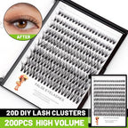 Bodermincer Large Tray 20D Cluster 0.07C,10 Lines,8-10-12-14mm Mixed,9-11-13-15mm Mixed, 10-12-14-16mm Mixed,Natural Long Individual Flare Lashes Cluster False Eyelashes (10-12-14-16mm Mixed)