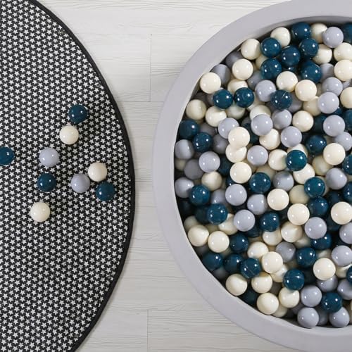 GOGOSO Ball Pit Balls for Toddler, Baby Plastic Playballs Kids Soft Pastel Pelotas Non-Toxic BPA-Free,Dark Green +Gray+White,100 Balls