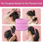 Large Hair Ties for Thick, Heavy or Curly Hair - Non-Slip, Non-Damage, Seamless Women's Ponytail Scrunchies - Pink 3 Pcs