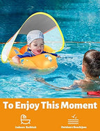 LAYCOL Baby Swimming Float Inflatable Baby Pool Float Ring with Sun Protection Canopy,add Tail no flip Over for Age of 3-36 Months