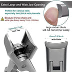 Nail Clippers for Men Thick Nails Laqrge Wide Jaw Opening Long Handle Heavy Duty Ultra Sharp Toe Nail Clippers No Splash Fingernail Clipper for Seniors,Adult, Women (Silver with File)