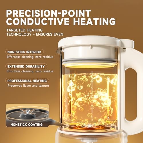 Nut Milk Maker,8 in 1 New Upgrade Soy Milk Maker Automatic for Almond,Oat,Plant-Based Milk and Non-Dairy Beverages,42oz Almond Milk Maker Machine with Delay Start/Self Clean/Boil Water