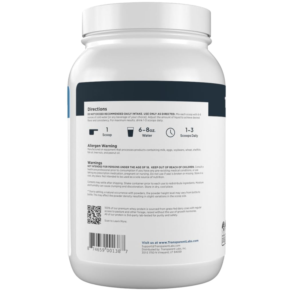 Transparent Labs Grass-Fed Whey Protein Isolate - Naturally Flavored, Gluten Free Whey Protein Powder with 28g of Protein per Serving & 9 Amino Acids - 30 Servings, Milk Chocolate