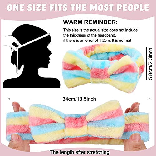 WILLBOND 24 Pack Spa Headband Bow Hairband Facial Makeup Women Face Wash Adjustable Skincare Headbands Flannel Towel Soft Head Wraps for Women Shower Washing Face(Stylish Pattern)