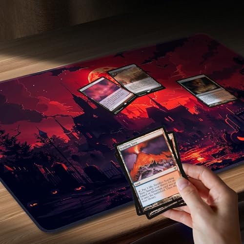 MTG Playmat Non-Slip Rubber Backing Printing Commander Board Game Desk Mat Duel Mat TCG PTCG Playmat 24x14 inches and Free Storage Bags (Castle 2)