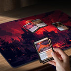 MTG Playmat Non-Slip Rubber Backing Printing Commander Board Game Desk Mat Duel Mat TCG PTCG Playmat 24x14 inches and Free Storage Bags (Castle 2)