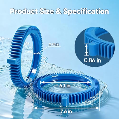 Funmit 896584000-143 Blue Front Tire Kit with Super Hump Replacement for Haywood Poolvergnuegen Select Pool Cleaners and Perfectly Compatible with Hayward Phoenix Cleaners (2 Pack)