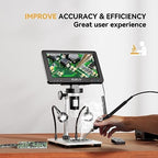 Elikliv 1200X Digital Microscope 7'' Screen, 1080P Coin Magnifier with 12MP Camera Sensor, 10 LED Lights - Microscope for Adults, Windows/Mac OS Compatible, Model EDM9