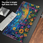 Playmats for Magic: The Gathering MTG Card Game Mat Plus 50 Pcs Card Sleeves, 24 x 14 inch TCG Mat with Stitched Edge for Commander Deck Duskmourn Board Game, Vibrant Wildflowers