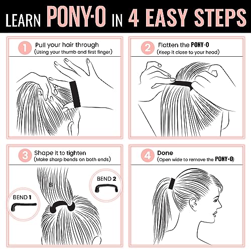 2 Medium PONY-Os for Fine to Normal Hair or Slightly Thick Hair (Black and Copper)