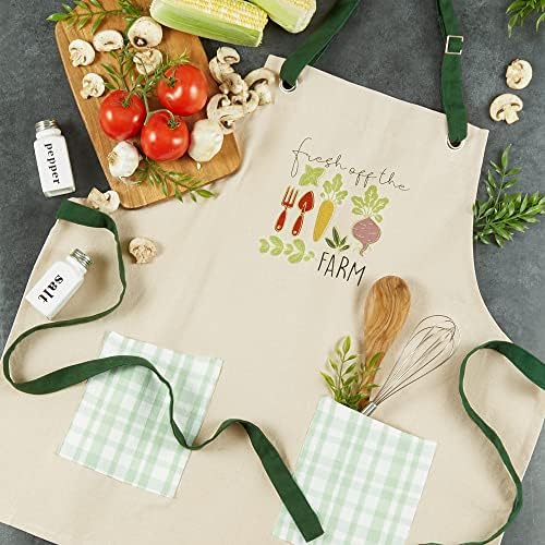 DII Women's Pantry Style Apron Collection Large Pockets, Adjustable with Long Waist Ties
