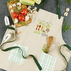 DII Women's Pantry Style Apron Collection Large Pockets, Adjustable with Long Waist Ties