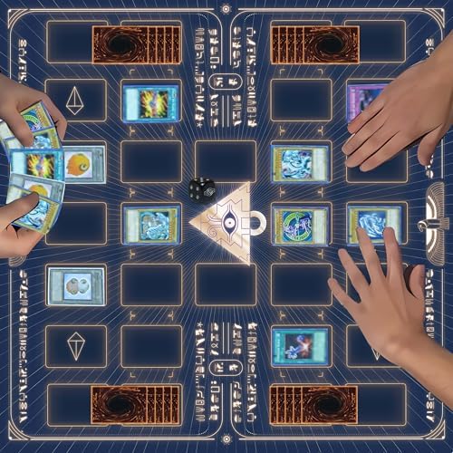for Yugioh Playmat, 2-Player, Limited Edition Rare Dice and Free Storage Bag Master Rule Duel Field Zones, Large Card Game Mat (Building Blocks)