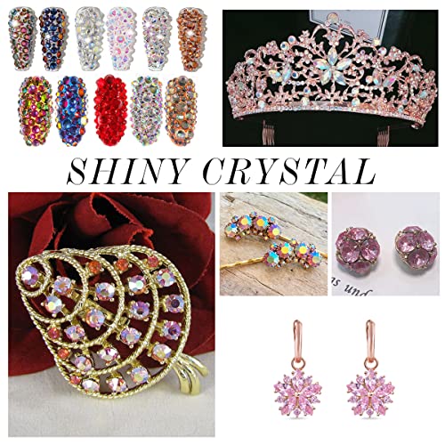 288Pcs Pink AB Crystal Rhinestones,Glass Flatback Rhinestones Gemstones for Nail Face Makeup Art Crafts Clothes Decoration -(SS30,6.5mm,Pink AB)