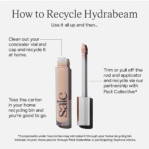 Saie Hydrabeam Under Eye Brightener - Sheer + Hydrating Eye Brightener with Cucumber Extract - Instantly Illuminates Skin for a Radiant Finish - Shade 0.5 (0.2 oz)
