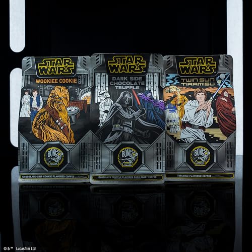 Bones Coffee Company Star Wars Collector's Box Sample Pack Gift Set Flavored Coffee Beans, Whole Bean Coffee Medium Roast Low Acid (12 oz Pack of 3)