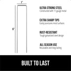 GORILLA GRIP Premium Landscape Staples 200 Pack 6 Inch, Heavy Duty 11 Gauge Galvanized Steel Garden Stakes, Sharp Rust Resistant Landscaping Pins, Lawn Anchors Weed Barrier Fabric, Sod, Irrigation