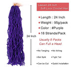 Leeven Purple Soft Locs 24 Inch 6 Packs Distressed Faux Locs Crochet Hair Pre Looped Natural Butterfly Locs Long Boho Goddess Locs Synthetic Braiding Hair for Women