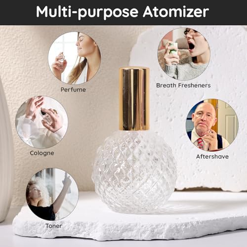 Segbeauty Vintage Atomizer Sprayer for Perfume, 3.4oz 100ml Clear Glass Spray Bottle Perfume Atomizer, Empty Refillable Perfume Making Kit Toiletries Contanier Bottle with Funnel, Dropper, Pump head