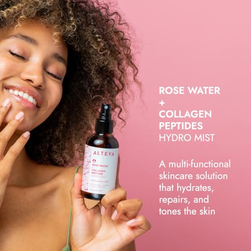 Alteya Organics Rose Water Face Toner with Collagen Peptides and Hyaluronic Acid - 4 Fl Oz/ 120mL