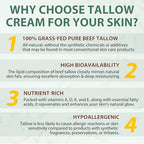 Beef Tallow for Skin, Tallow and Honey Balm (4.2 oz) - Whipped Grass-Fed Beef Tallow for Face - Deeply Hydrating Tallow Face Moisturizer for Body - All-Natural Organic Balm with Honey & Beeswax