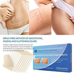 Aroamas Scar Silicone Scar Tape– Softens & Flattens Scars from Surgery, Injury, Burns, C-Section, Scratch Marks – Reusable Medical-Grade Silicone Scar Sheets for All Skin Types [3"x1.57", 8 Sheets]