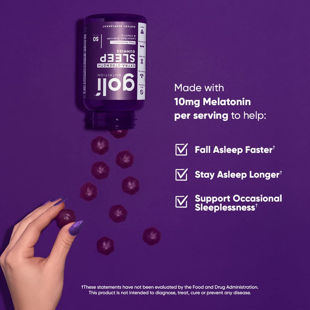 Goli Nutritional Supplement, Extra Strength Sleep Gummy 10mg Melatonin - 150 Count - Gluten-Free, Vegan, Non-GMO, and Gelatin-Free
