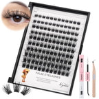 Mixed Size Kit with Applicator and Lash Bond & Seal 8-14mm/10-16mm/14-20mm Mix D Curl/DD Curl Makeup Cluster Grafting Eyelashes Individual Extension (8-14mm Mixed Lashes Kit)