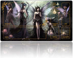 for MTG Playmat with Zones 24 x 14 inches for TCG Playmats Non-Slip Rubber Base Commander Play Mat for Card Play mat Iorcana Trading Card Game, Seven Dark Fairy Dark Witch