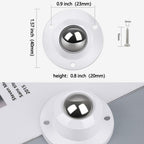 Dear Self Adhesive Caster Wheels for Furniture, Storage Box, Trash Can - Stainless Steel Universal Pulley 360 Degree Rotating Swivel Wheels - 0.8 Inch Low Profile - White - 12 Pack